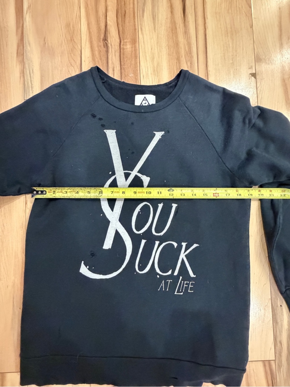 UNIF “You Suck at Life” Distressed Graphic Sweatshirt Black Size S NWOT - Picture 13 of 16